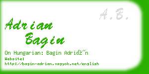 adrian bagin business card